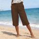 Womens Summer High-waisted Elastic Straight-leg Casual Pants