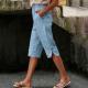 Womens Summer High-waisted Elastic Straight-leg Casual Pants