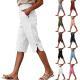 Womens Summer High-waisted Elastic Straight-leg Casual Pants