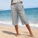 Womens Summer High-waisted Elastic Straight-leg Casual Pants