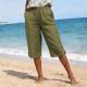 Womens Summer High-waisted Elastic Straight-leg Casual Pants