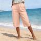 Womens Summer High-waisted Elastic Straight-leg Casual Pants
