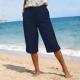 Womens Summer High-waisted Elastic Straight-leg Casual Pants