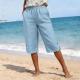Womens Summer High-waisted Elastic Straight-leg Casual Pants