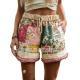 Retro Floral Print Casual Womens Shorts