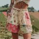 Retro Floral Print Casual Womens Shorts