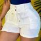 Casual Solid-color High-waist Button Shorts