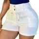 Casual Solid-color High-waist Button Shorts