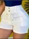 Casual Solid-color High-waist Button Shorts