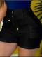 Casual Solid-color High-waist Button Shorts