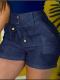 Casual Solid-color High-waist Button Shorts