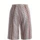 Retro-print Elastic-waist Loose Casual Capri Pants