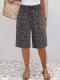 Retro-print Elastic-waist Loose Casual Capri Pants