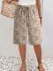 Retro-print Elastic-waist Loose Casual Capri Pants