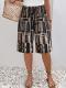 Retro-print Elastic-waist Loose Casual Capri Pants