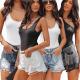 Womens Casual Fringed Distressed Denim Shorts