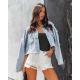 Womens Casual Fringed Distressed Denim Shorts