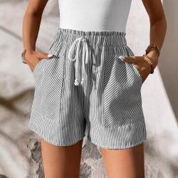 Womens High-Waisted Fashionable Striped Casual Shorts