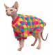 Hairless Cat Winter Clothes Rainbow Plaid Thickened Rabbit Fur Warm Hoodie Sphinx Devon Rex Cat Apparel