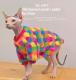 Hairless Cat Winter Clothes Rainbow Plaid Thickened Rabbit Fur Warm Hoodie Sphinx Devon Rex Cat Apparel