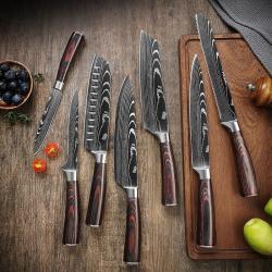 Damascus-patterned Chefs Knife Fruit Knife Stainless Steel