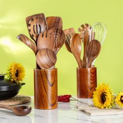 Chinese Elm Wooden Spatula Non-Stick Cookware Set