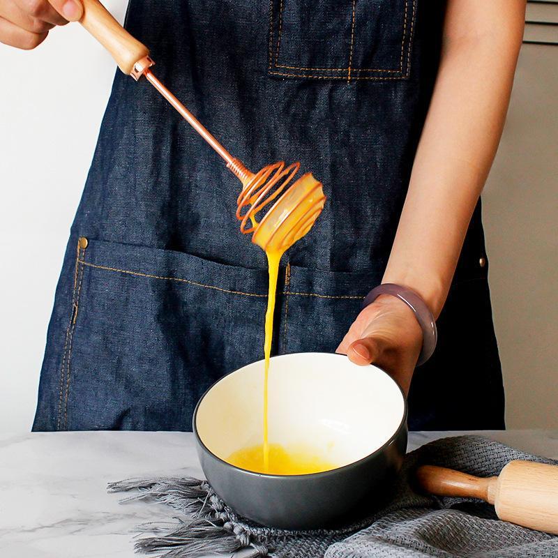 Kitchen Household Stainless Steel Solid Wood Handle Manual Mixer