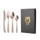 4-piece Stainless Steel Cutlery Set With Hammered-handle Spoons