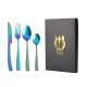 4-piece Stainless Steel Cutlery Set With Hammered-handle Spoons