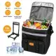 35L Rolling Cooler Bag 2-in-1 Insulated Lunch Backpack With Telescopic Handle Wheels Adjustable Shoulder Strap Portable Thermal Cooler Bag For Camping Picnic Beach Fishing