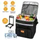 35L Rolling Cooler Bag 2-in-1 Insulated Lunch Backpack With Telescopic Handle Wheels Adjustable Shoulder Strap Portable Thermal Cooler Bag For Camping Picnic Beach Fishing