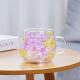 High-borosilicate Glass Tea Cup Internet-famous Double Layer Design With Real Flowers Inside