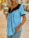 2026 Amazon Ebay New Wish Small Flower Stitching Button Casual Short-sleeved Top