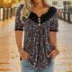 2026 Amazon Ebay New Wish Small Flower Stitching Button Casual Short-sleeved Top