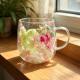 High-borosilicate Glass Tea Cup Internet-famous Double Layer Design With Real Flowers Inside