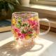 High-borosilicate Glass Tea Cup Internet-famous Double Layer Design With Real Flowers Inside