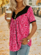 2026 Amazon Ebay New Wish Small Flower Stitching Button Casual Short-sleeved Top
