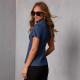 Womens Casual Denim Shirt With Short Sleeves And A Turn-down Collar
