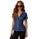 Womens Casual Denim Shirt With Short Sleeves And A Turn-down Collar