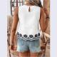 Elegant Embroidered Sleeveless Top With Fan-Shaped Lace