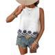 Elegant Embroidered Sleeveless Top With Fan-Shaped Lace
