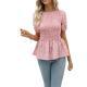 Summer New Floral Print Waist Cinching Short Sleeve Top