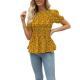 Summer New Floral Print Waist Cinching Short Sleeve Top