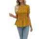 Summer New Floral Print Waist Cinching Short Sleeve Top