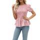 Summer New Floral Print Waist Cinching Short Sleeve Top