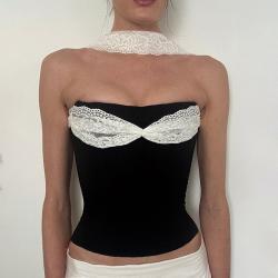 Creative Lace-Patchwork Strapless Tank Top For Women