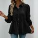 Solid-color Button-down Casual Chic Long-sleeve Ruffled Shirt