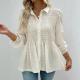 Solid-color Button-down Casual Chic Long-sleeve Ruffled Shirt