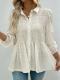 Solid-color Button-down Casual Chic Long-sleeve Ruffled Shirt