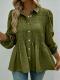 Solid-color Button-down Casual Chic Long-sleeve Ruffled Shirt